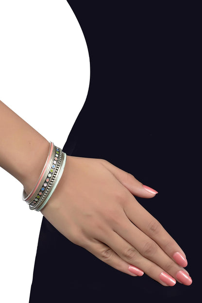 Geometric Enamelled Bangles Set of 6 
