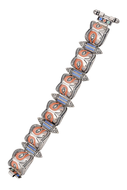 Oxidised Silver Enamel Makra Bracelet 