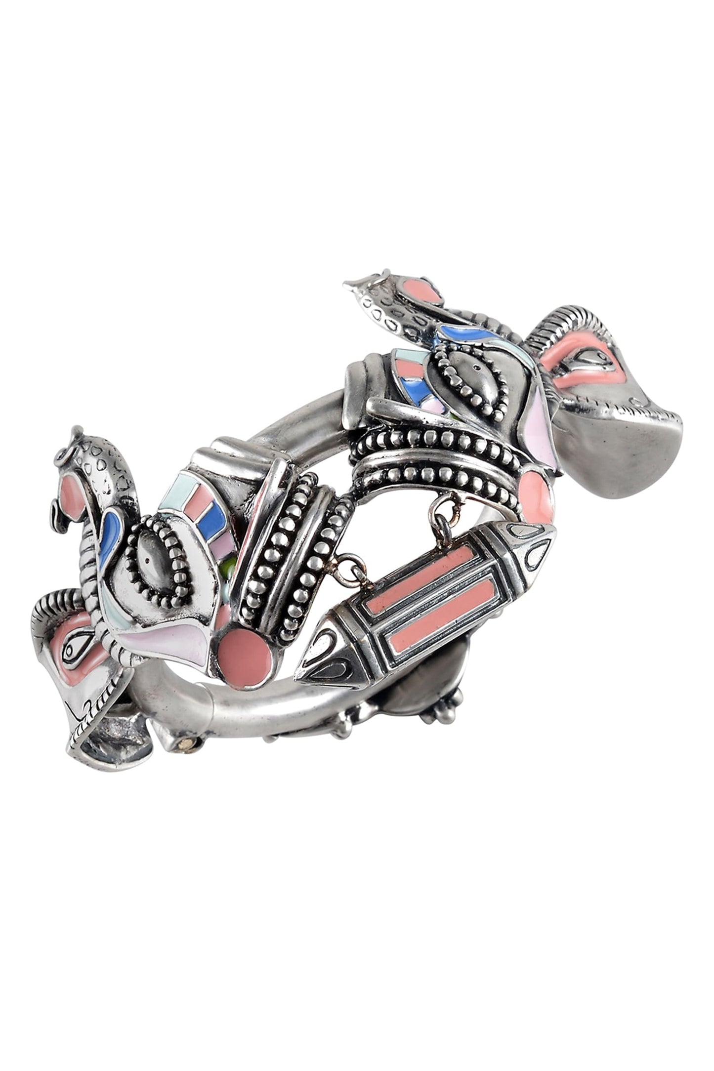 Oxidized Silver Elephant Hand Cuff 