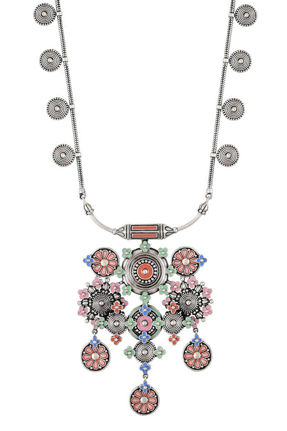 Enamel Coin Taveez Necklace 
