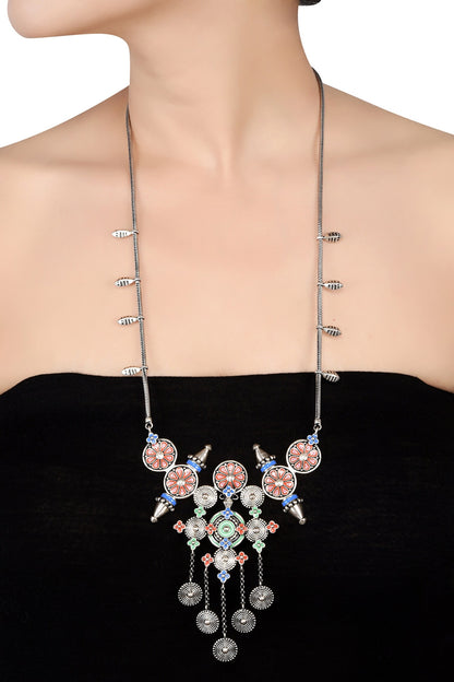 Multi Enamel Coin Necklace 