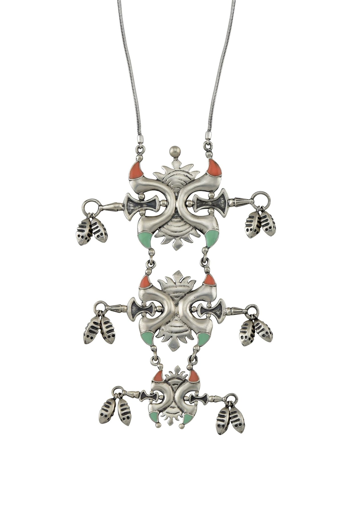 Enamel Surya Pendant Necklace 