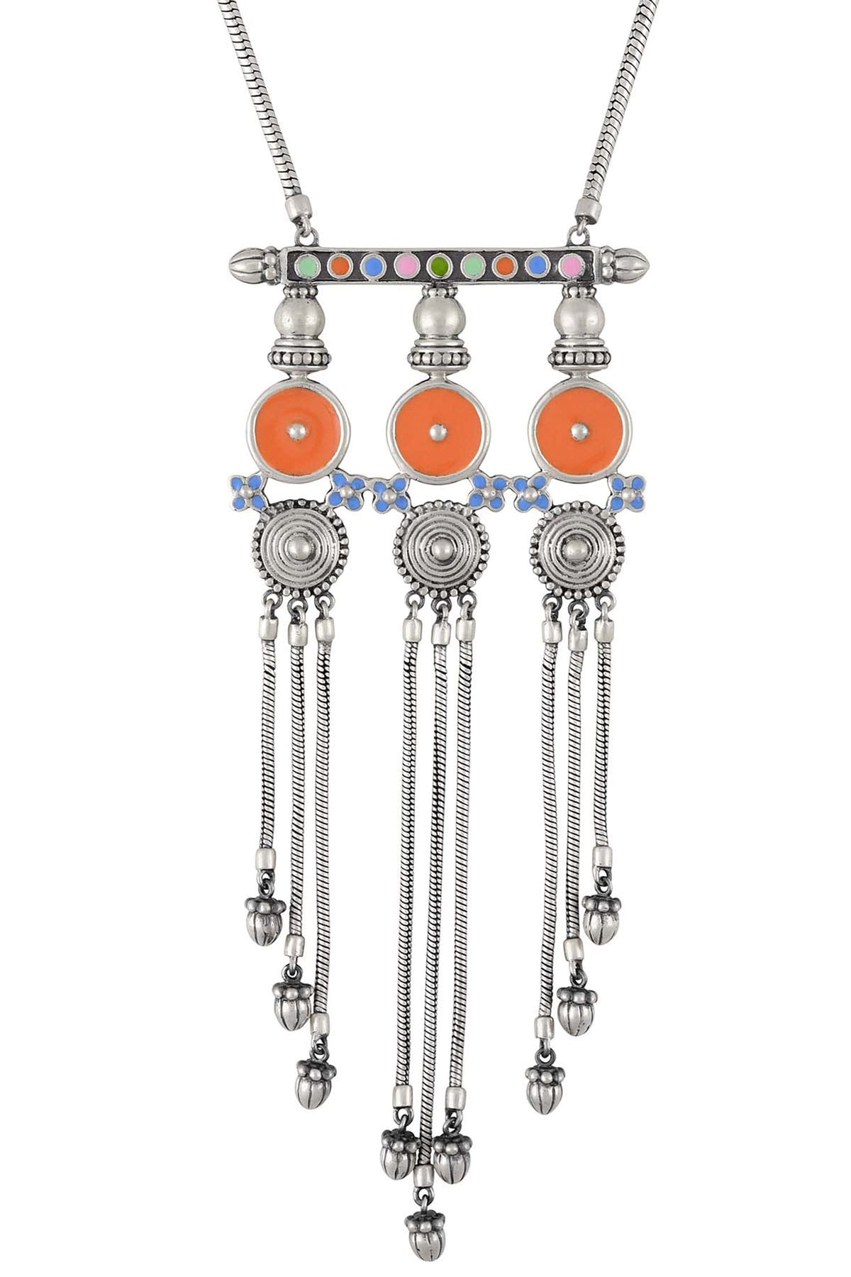 Multi Enamel Tassel Necklace 