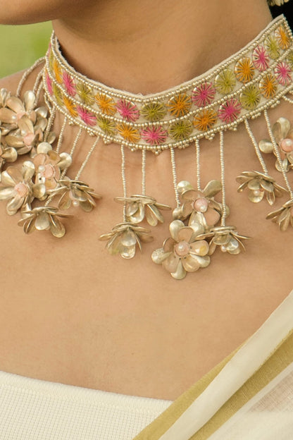 Handcrafted Flower Drop Choker 