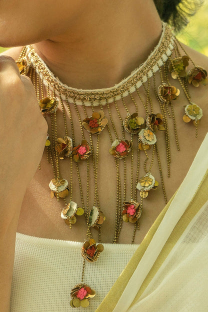 Handcrafted Flower Drop Choker 