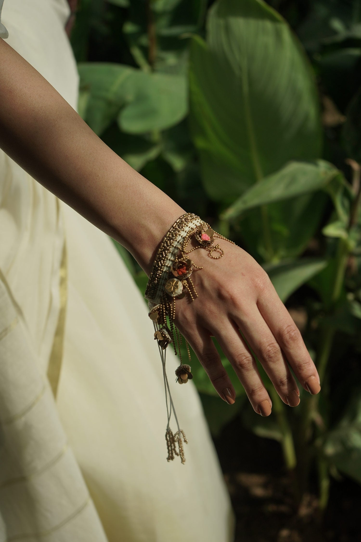 Handcrafted Flower Drop Bracelet 
