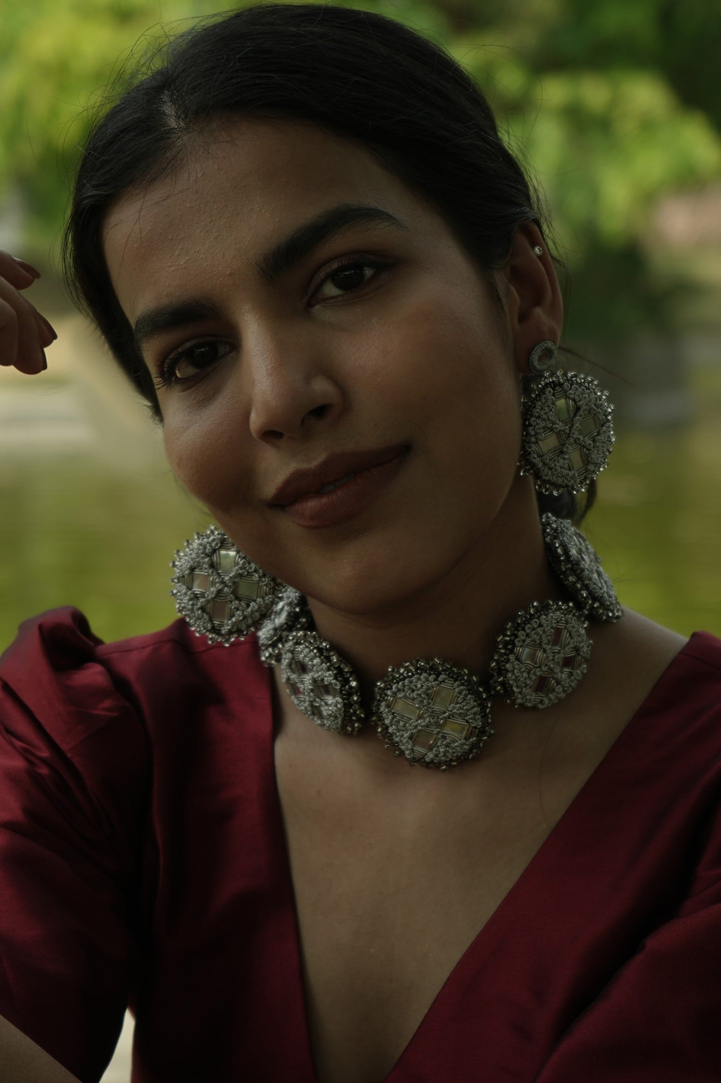 Handcrafted Mirror Work Earrings 