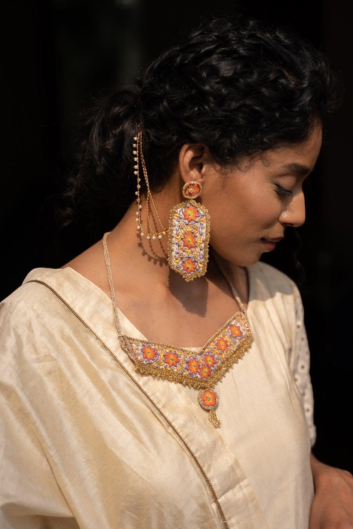 Handcrafted Floral Motif Earrings 