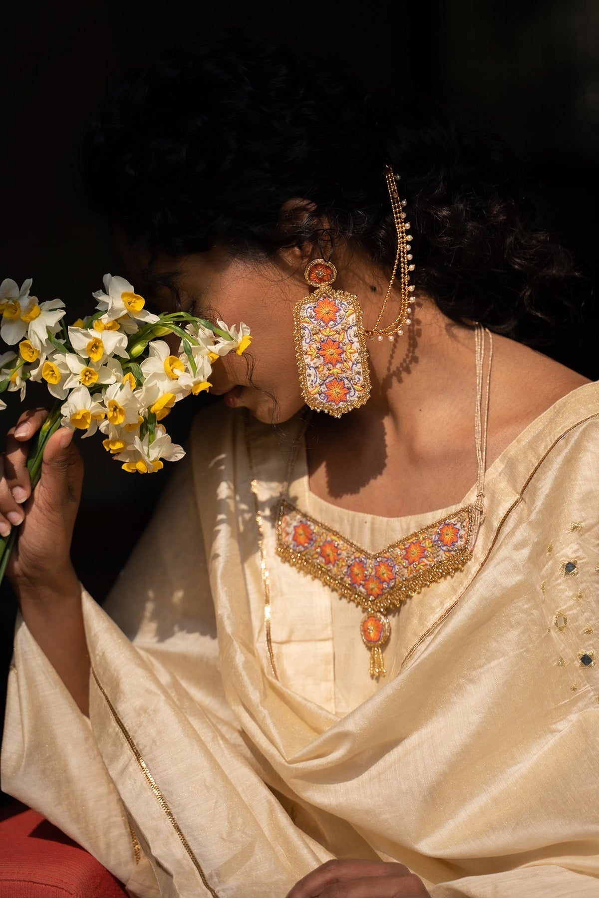 Handcrafted Floral Motif Earrings 