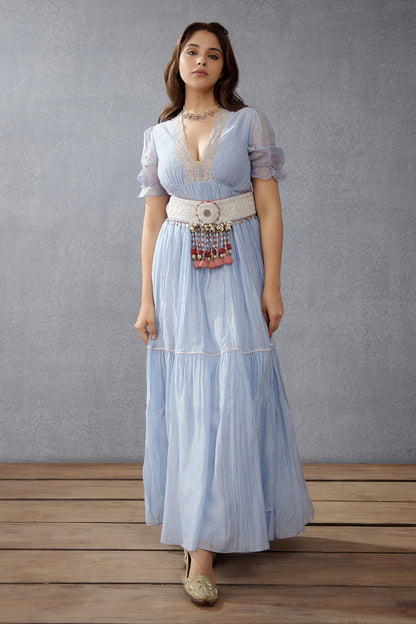 Embroidered Sea Blue Kamarbandh 