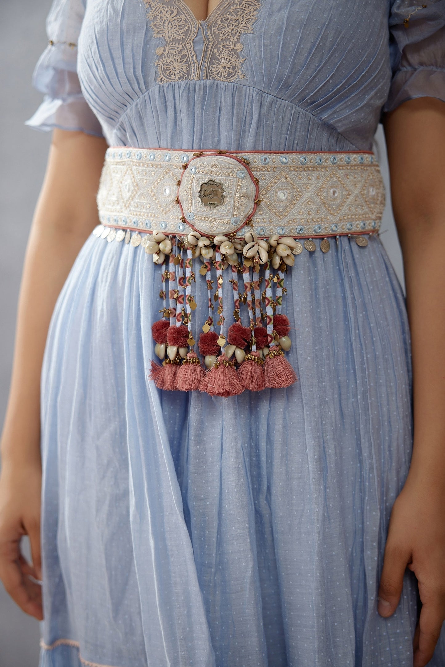 Embroidered Sea Blue Kamarbandh 
