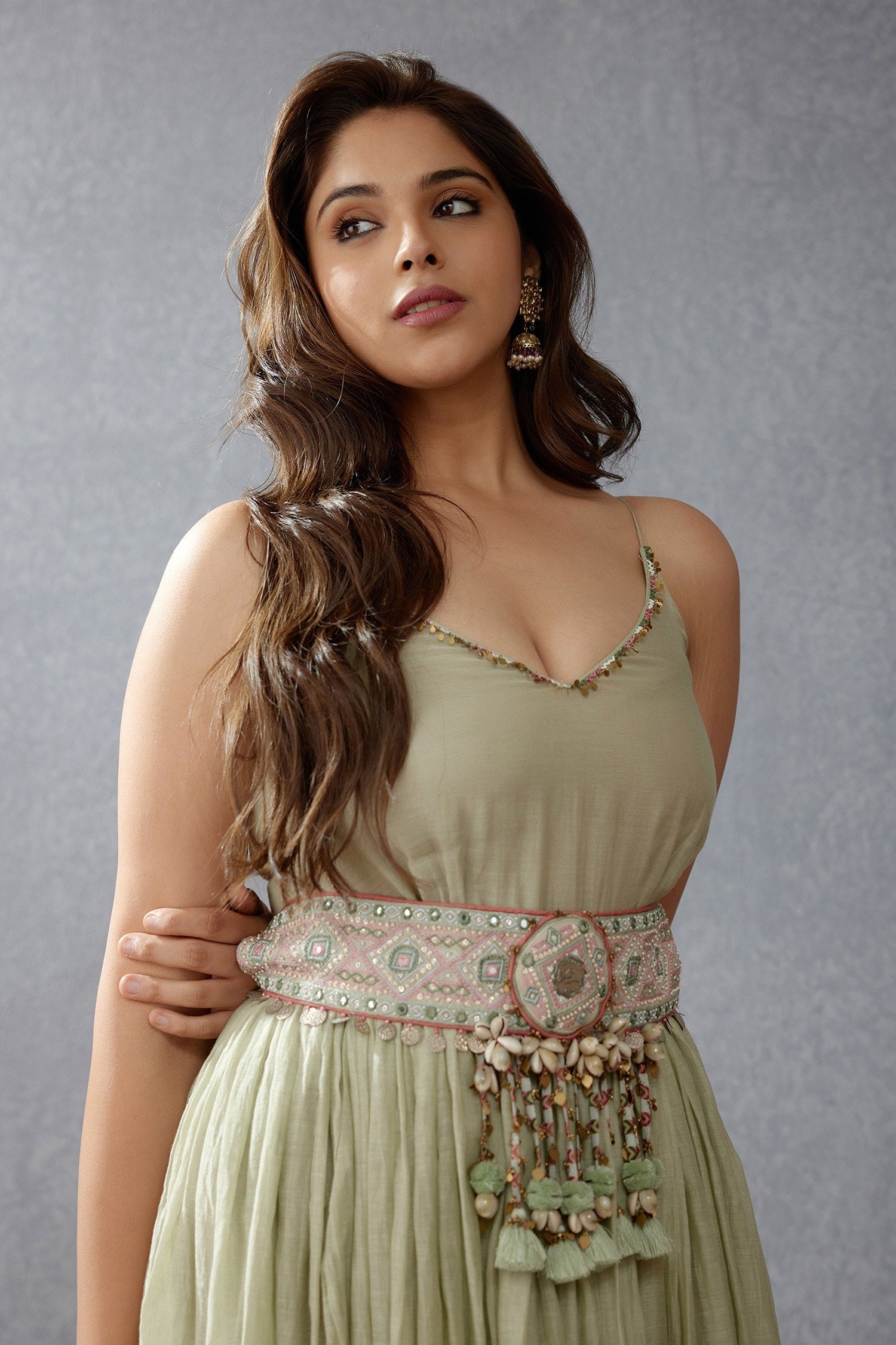Embroidered Sage Green Kamarbandh 