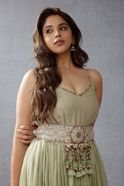 Embroidered Sage Green Kamarbandh 