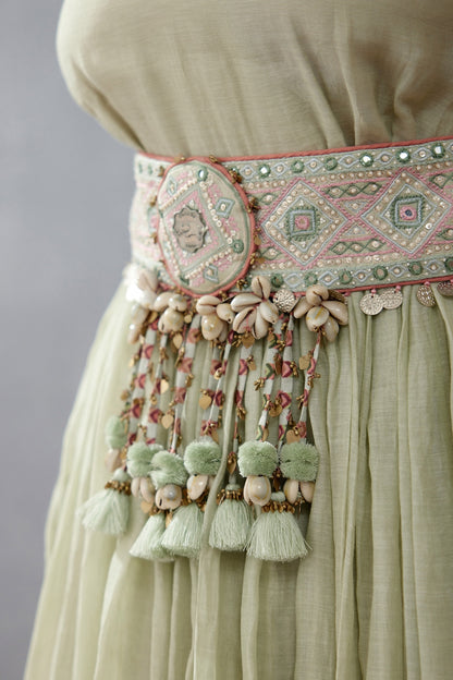 Embroidered Sage Green Kamarbandh 