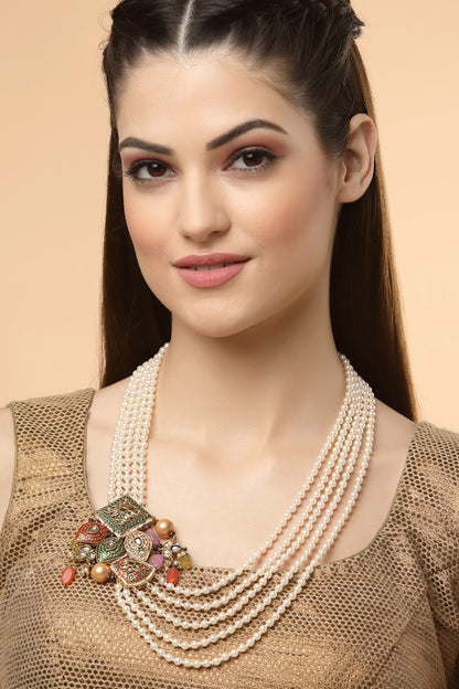 Pearl Embellished Layered Necklace 