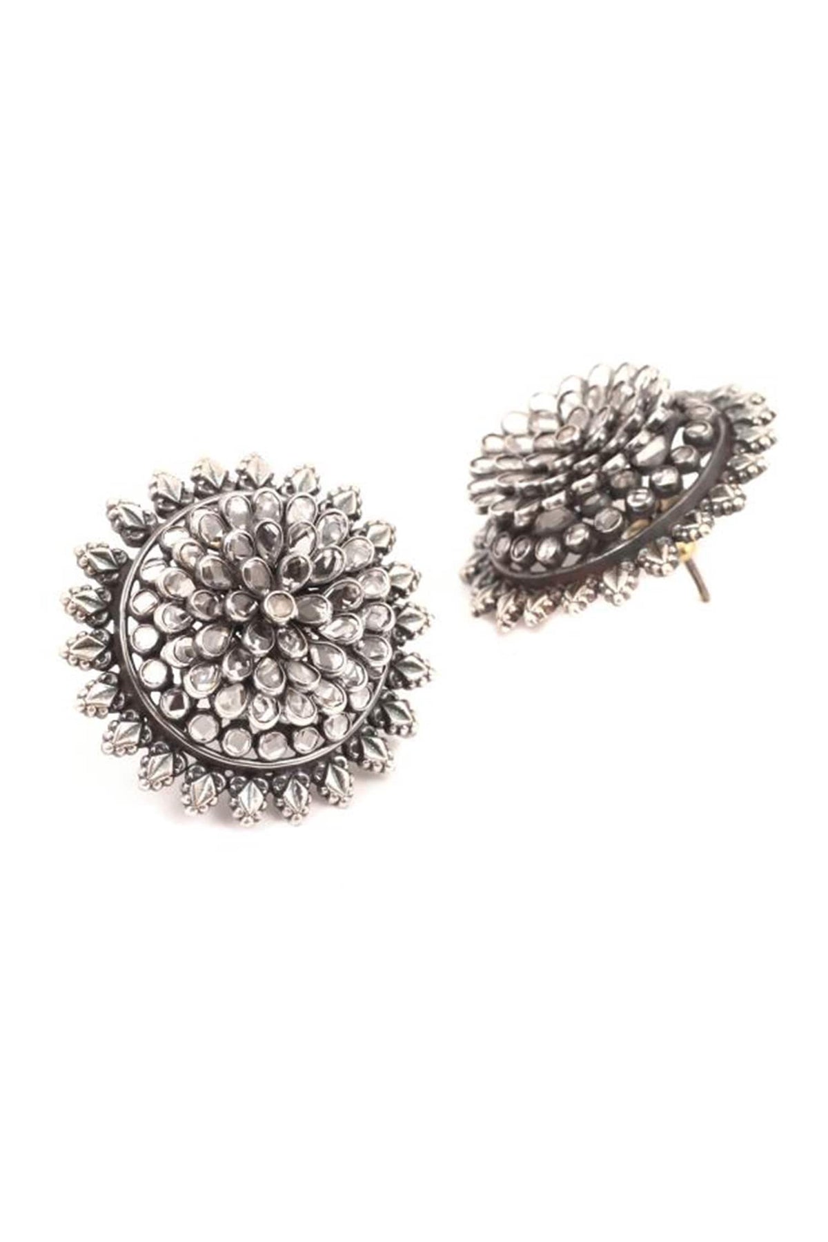 Floral Stone Embellished Ear Studs 