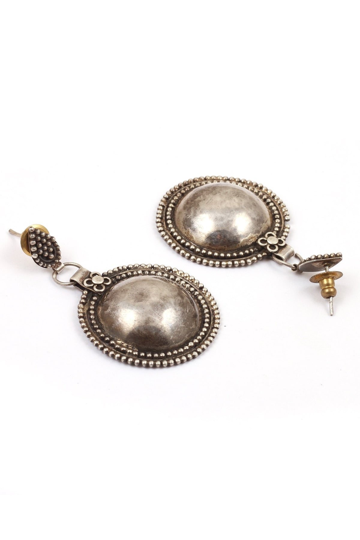 Carved Circular Drop Earrings 