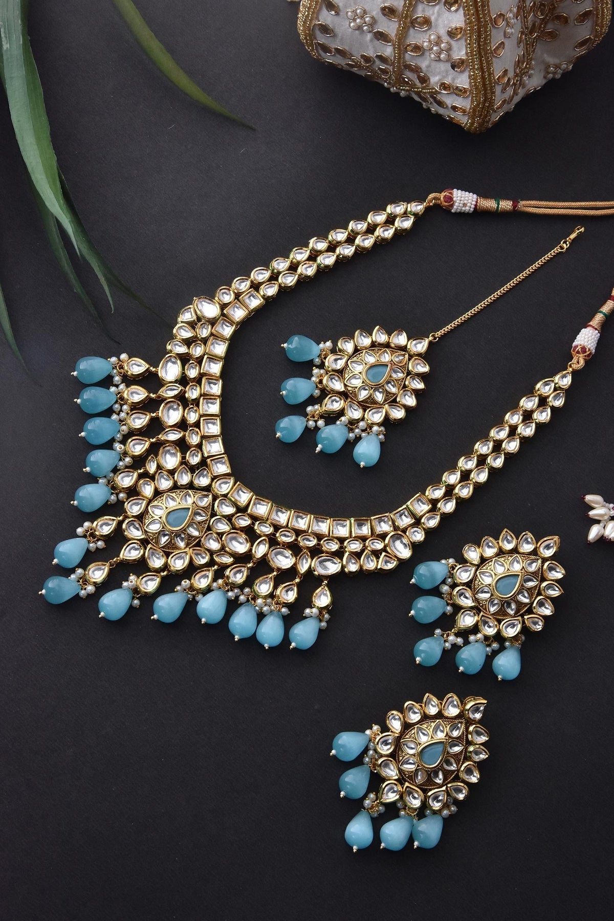 Kundan Embellished Necklace Set 