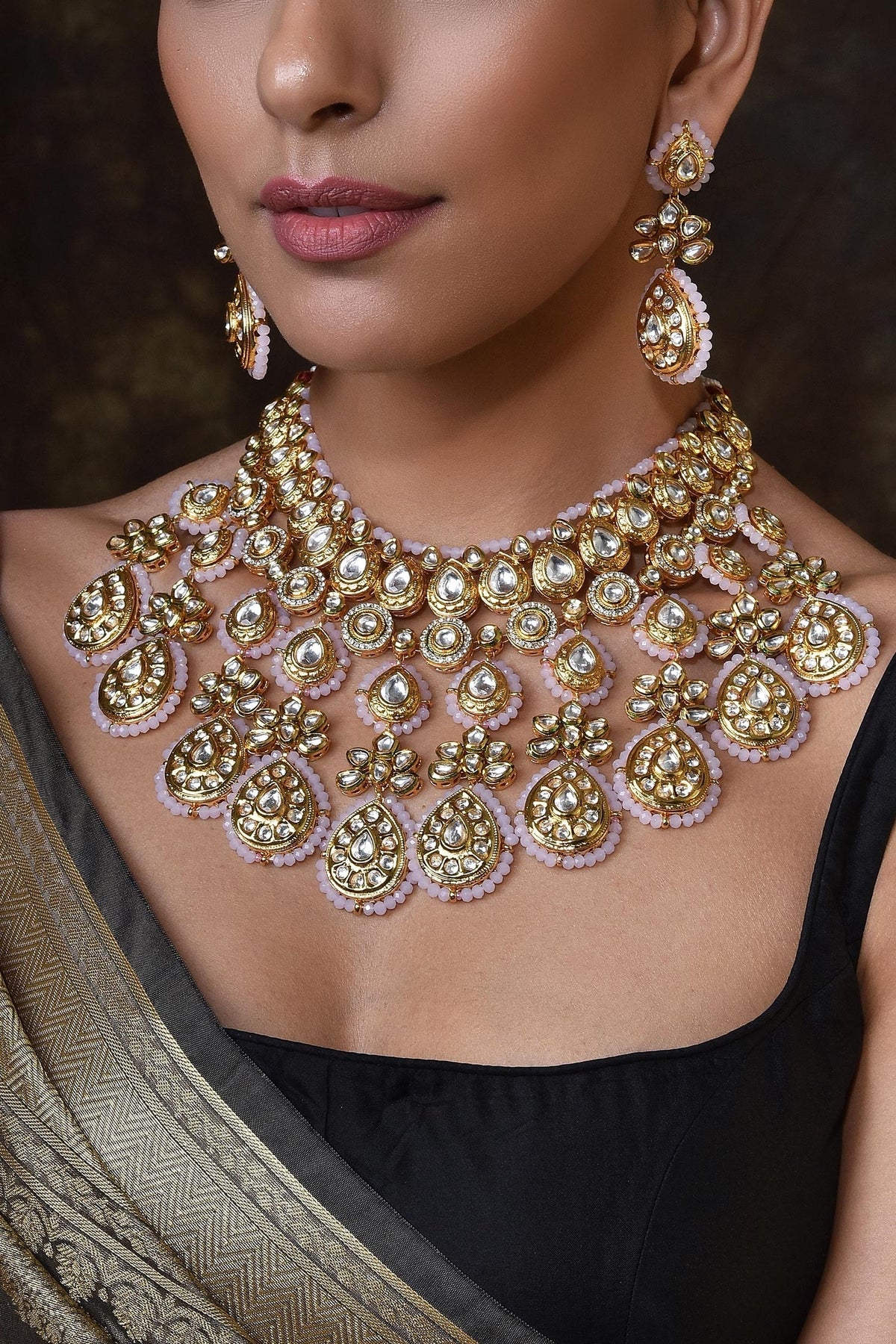 Kundan Embellished Necklace Set 