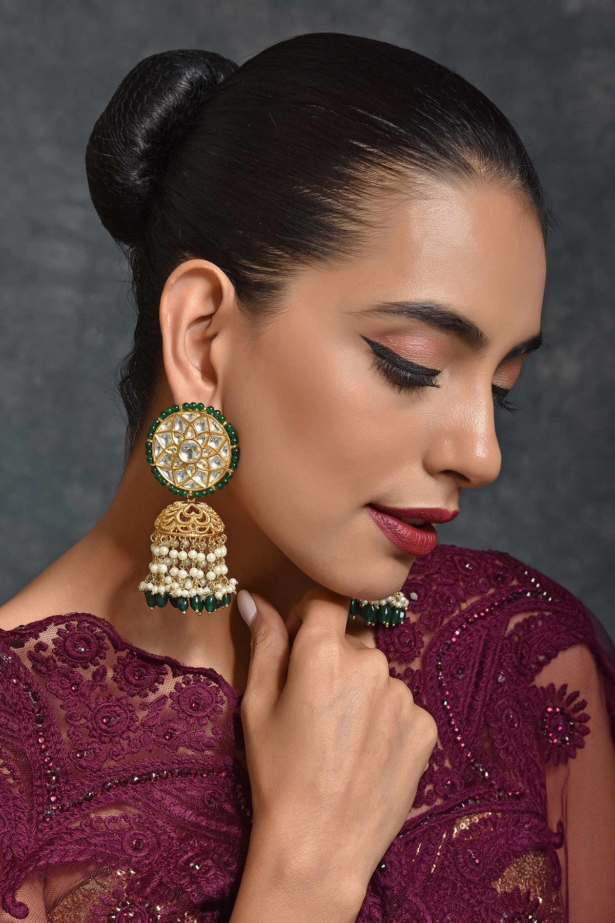 Kundan Embellished Jhumkis 