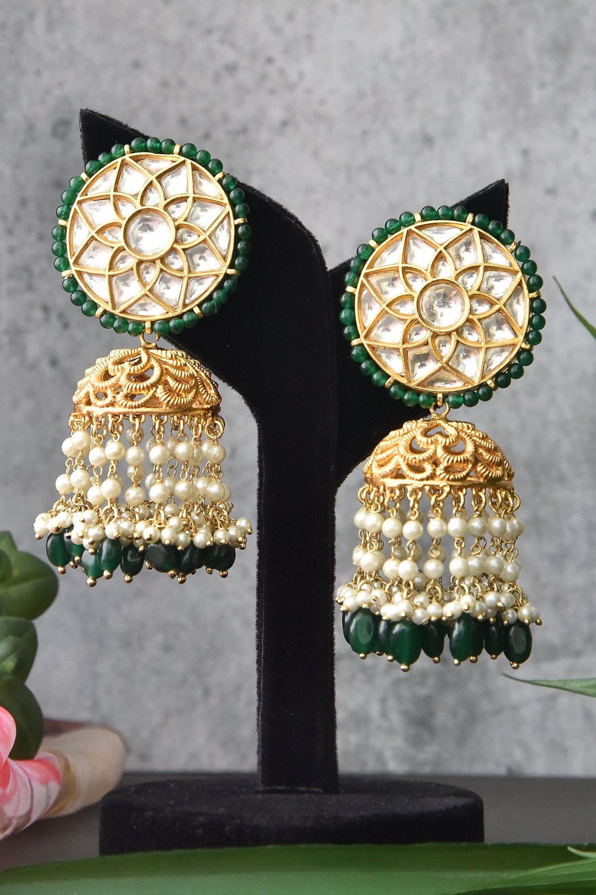 Kundan Embellished Jhumkis 