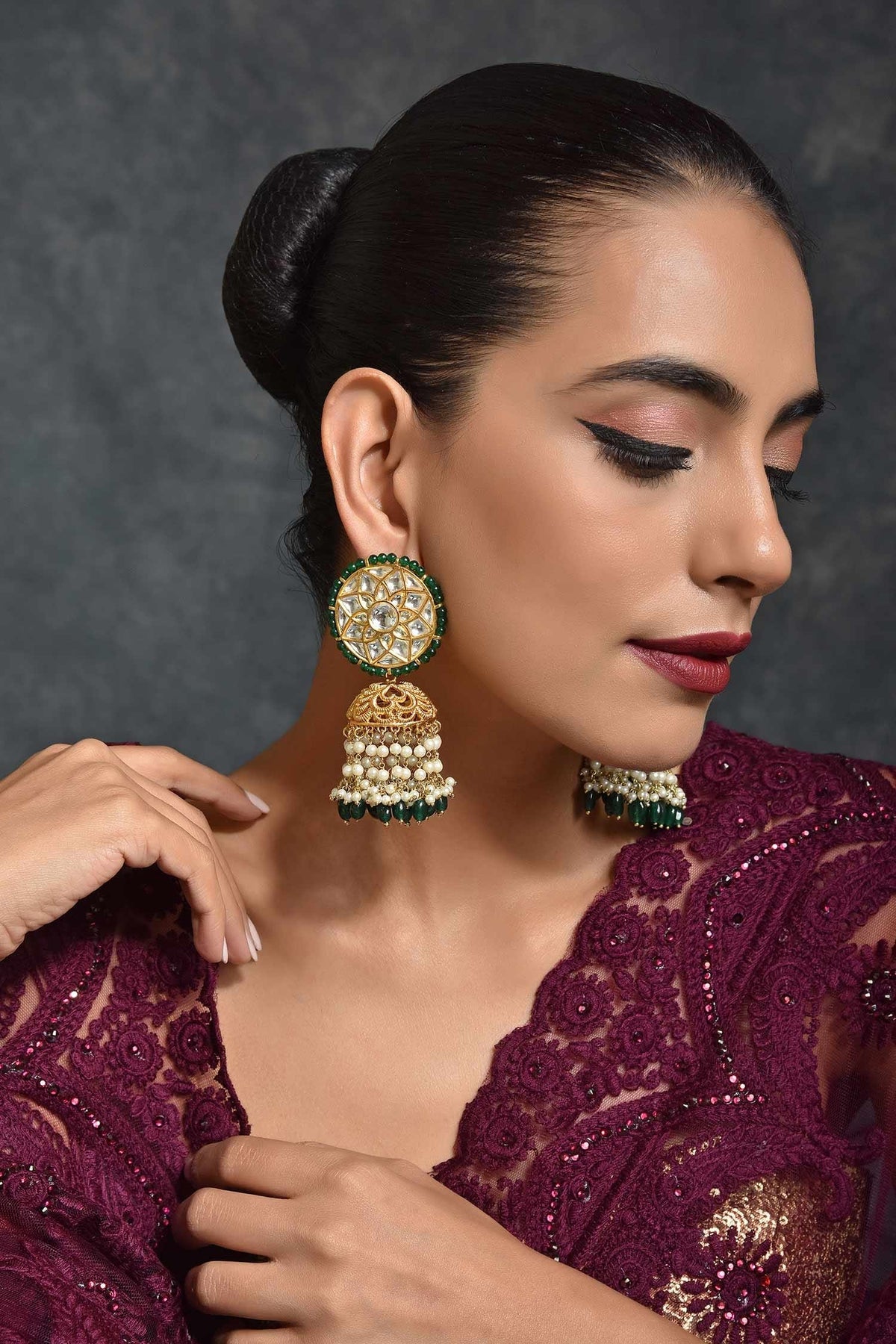 Kundan Embellished Jhumkis 