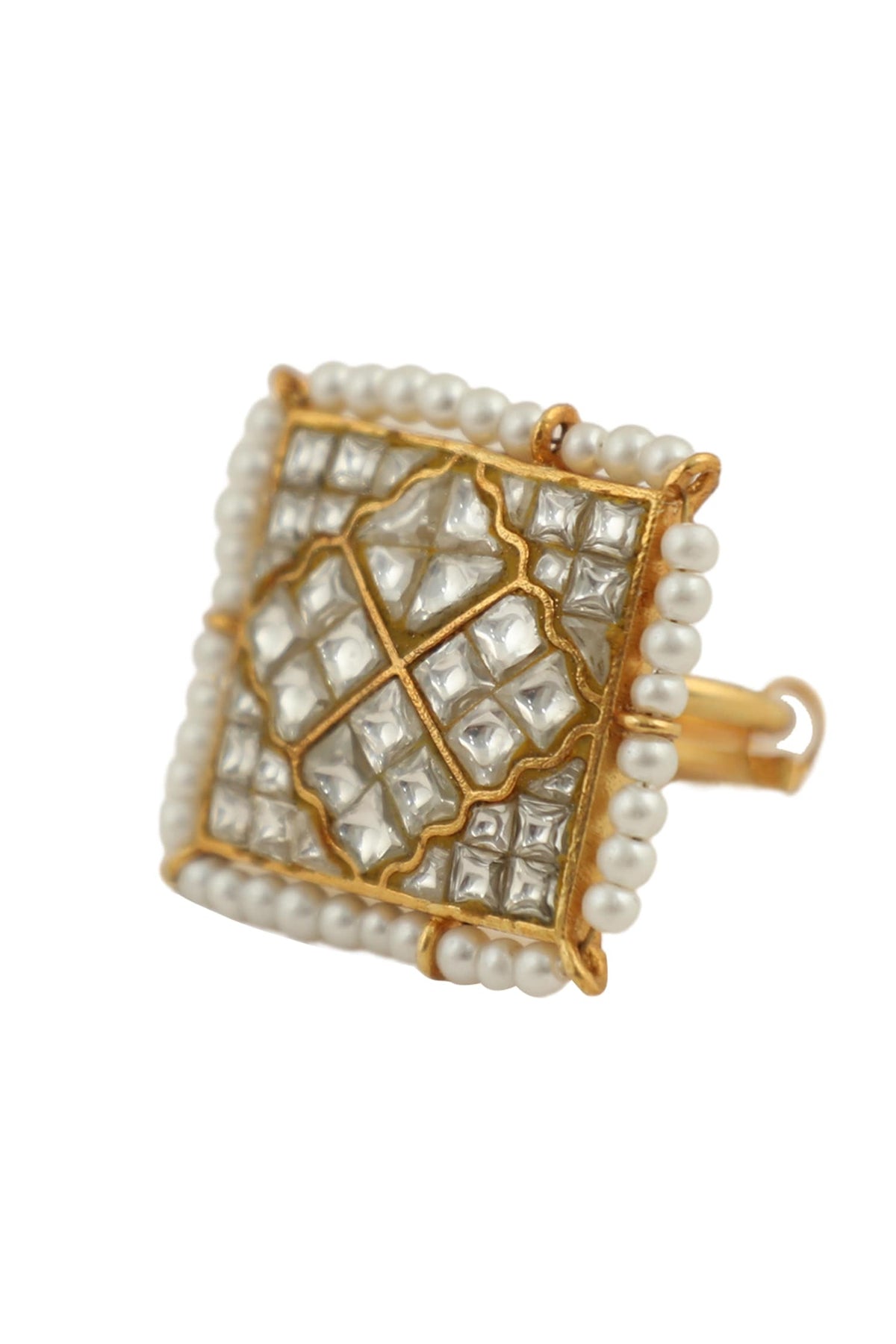 Square Jadau Stone Ring 