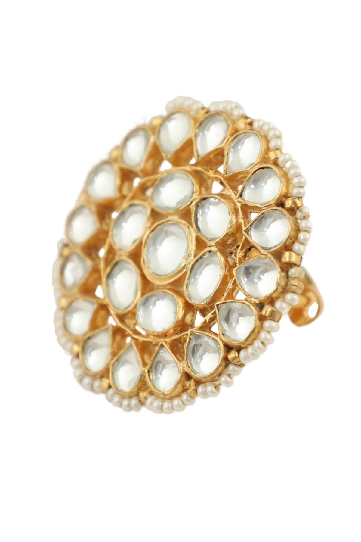 Floral Jadtar Stone Ring 