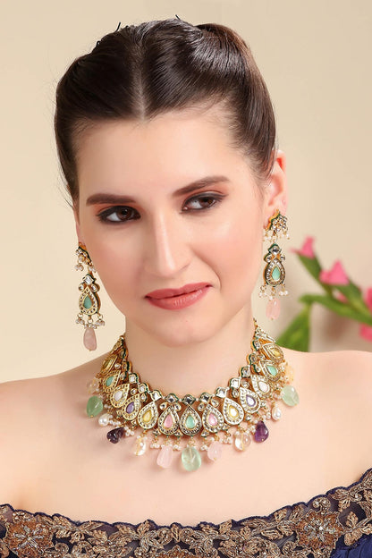 Stone Drop Choker Set 