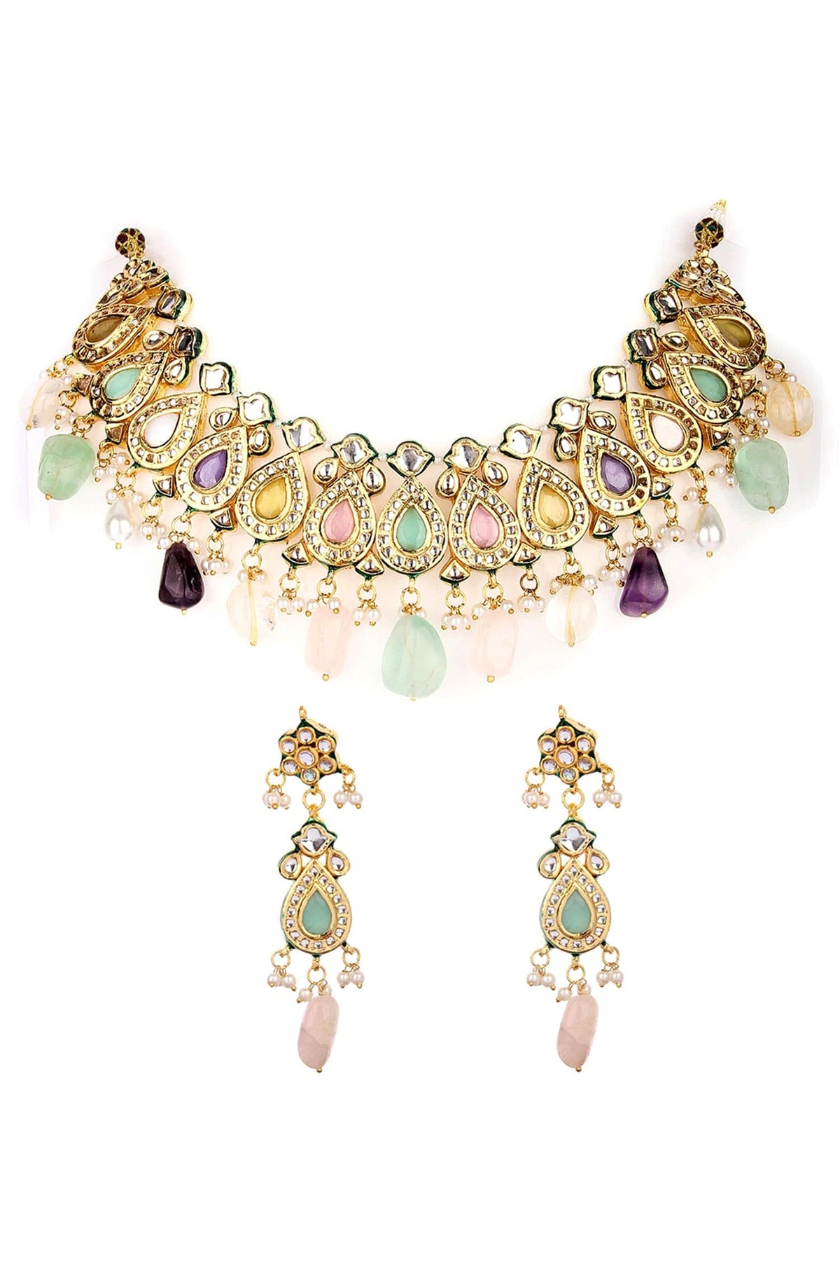 Stone Drop Choker Set 