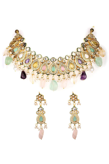 Stone Drop Choker Set 