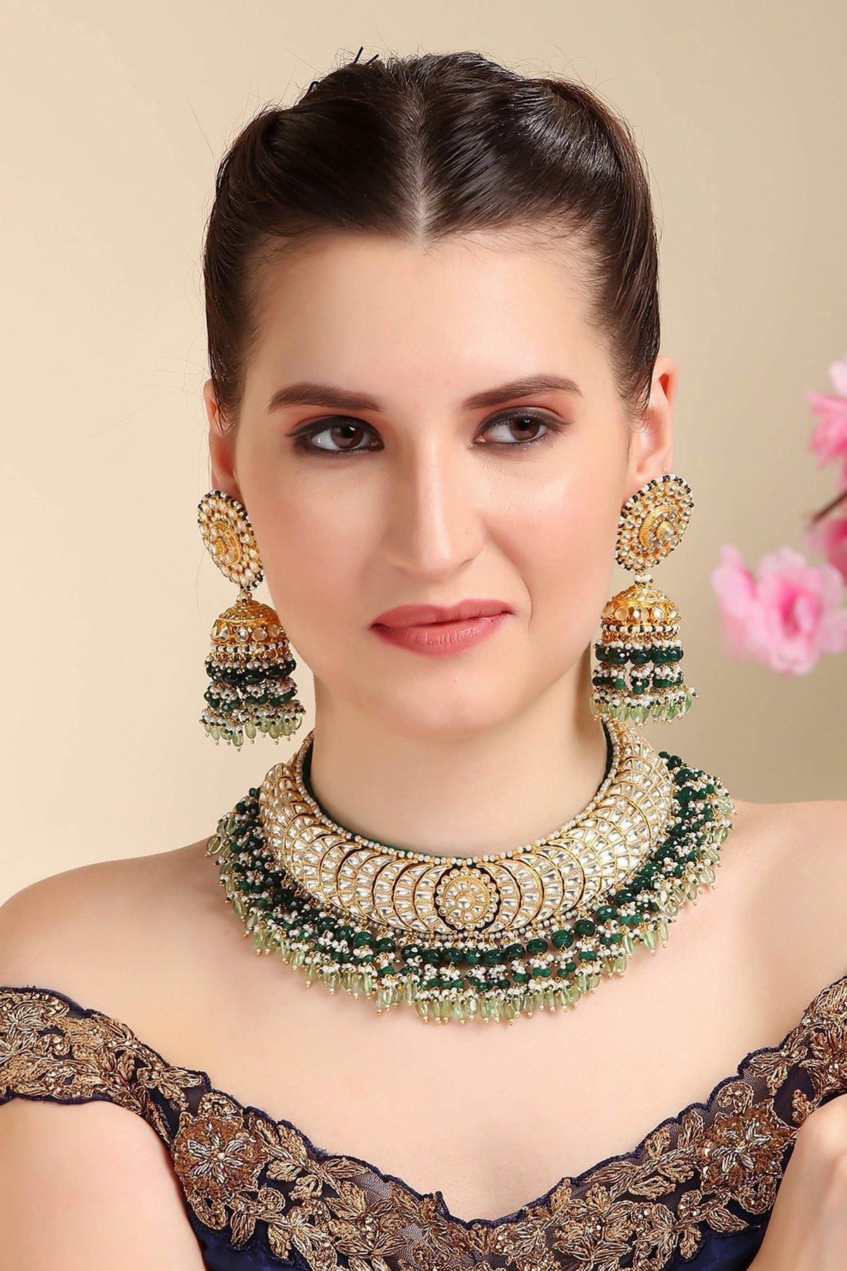 Crescent Kundan Embellished Choker Set 