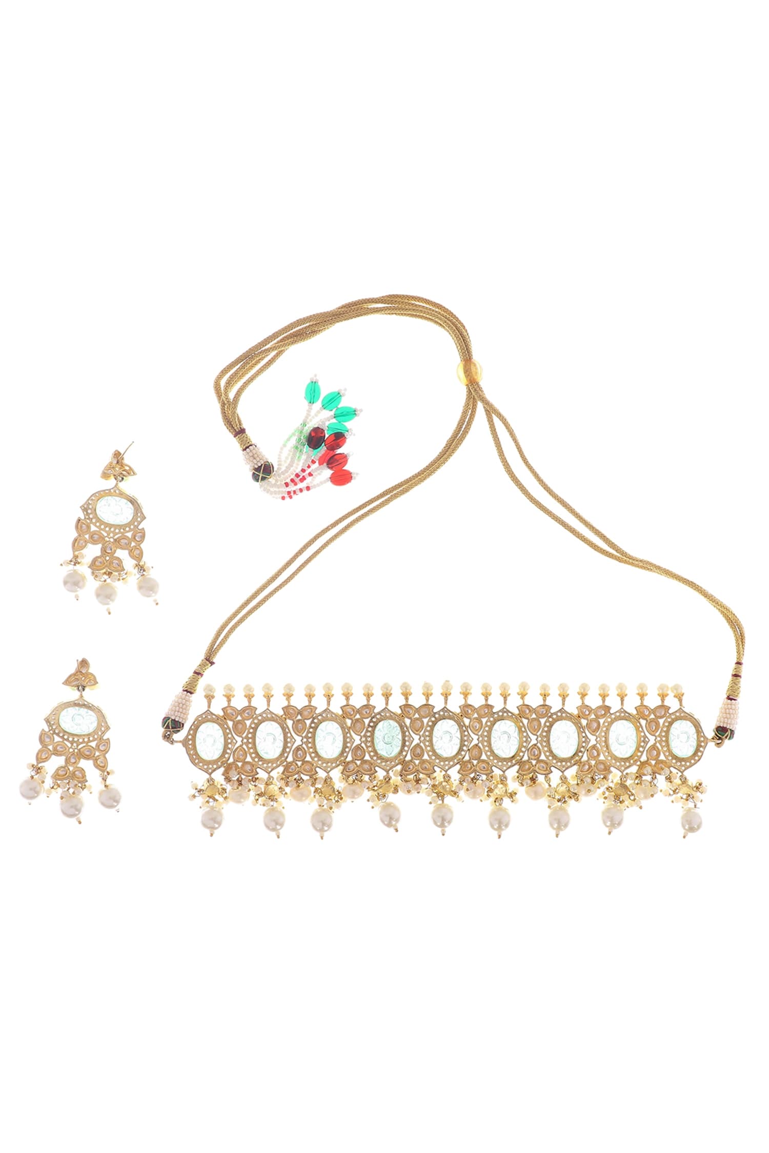 Floral Carved Stone Choker Set 