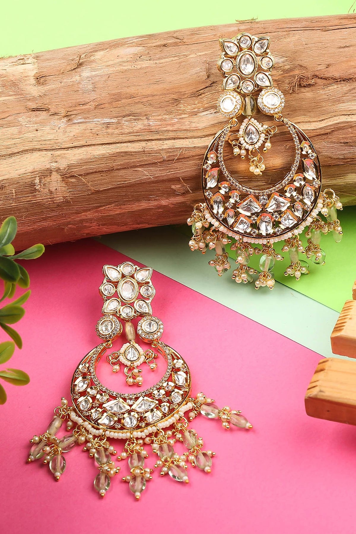 Kundan Embellished Chandbalis 