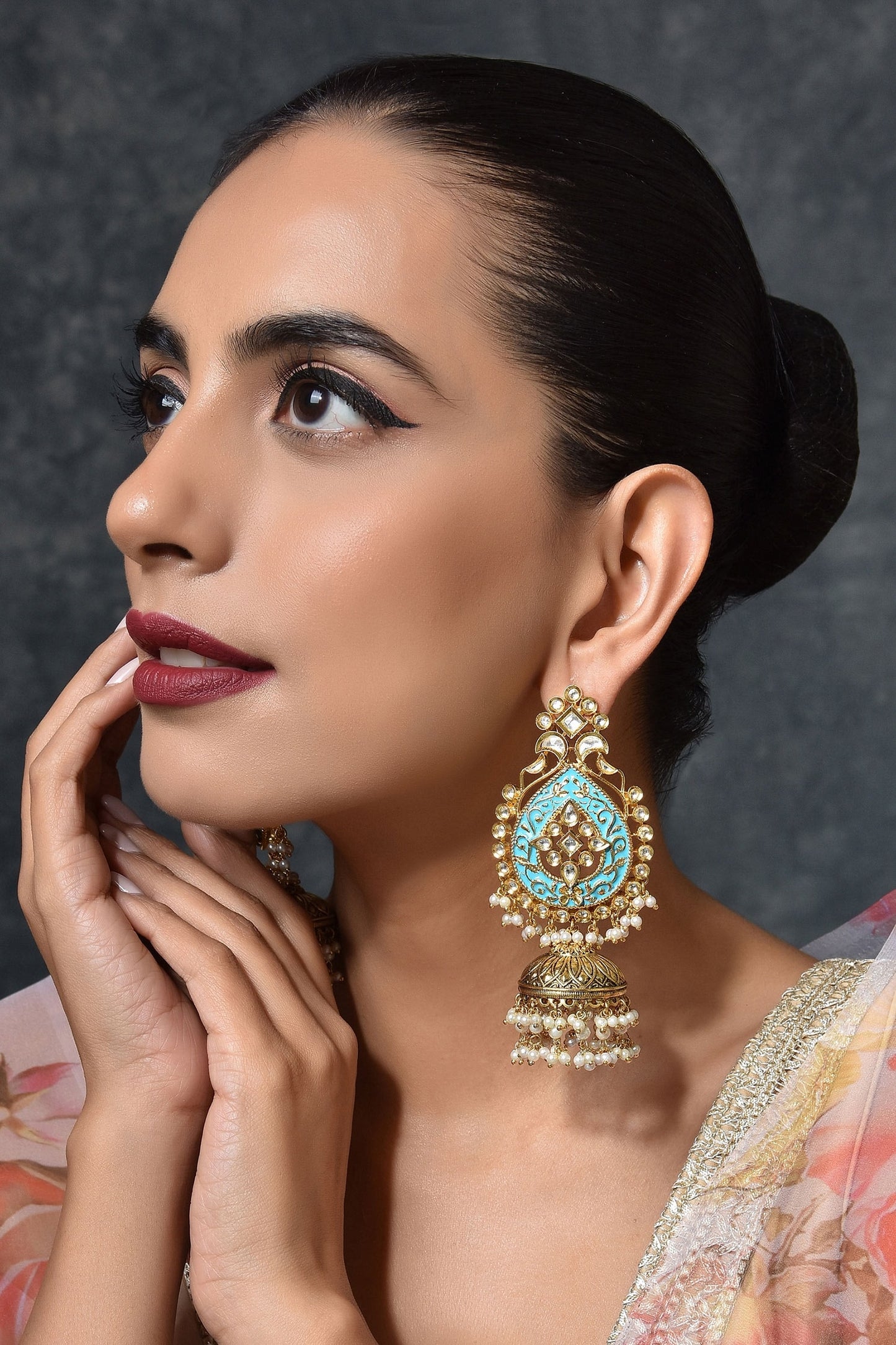 Kundan Embellished Jhumkas 
