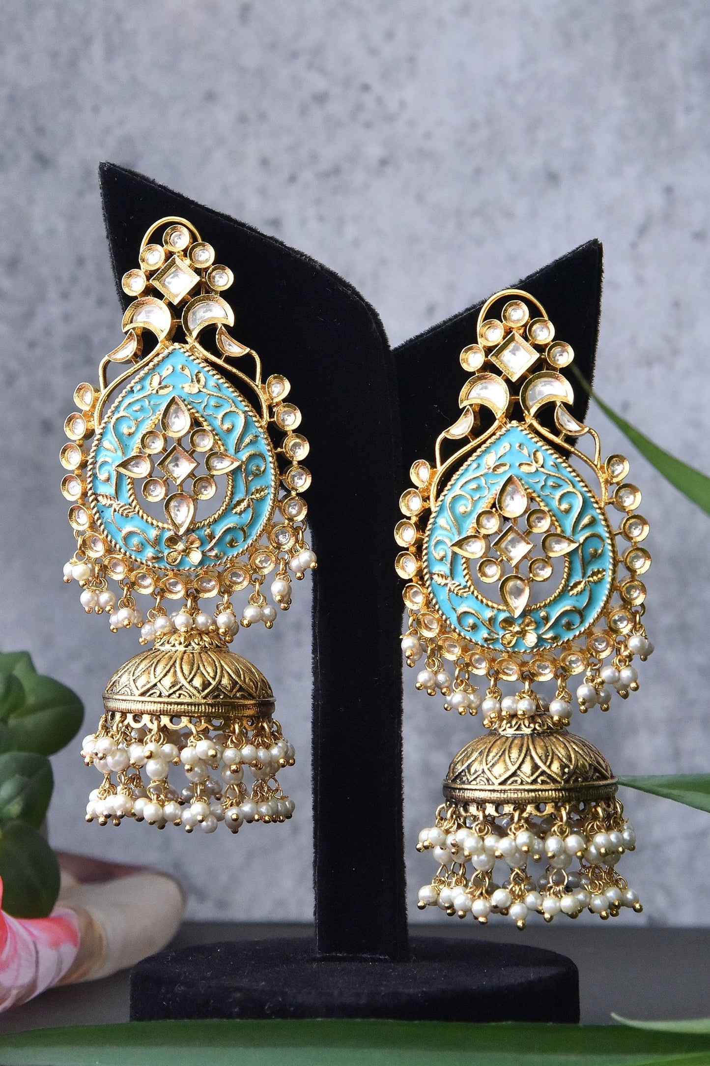 Kundan Embellished Jhumkas 