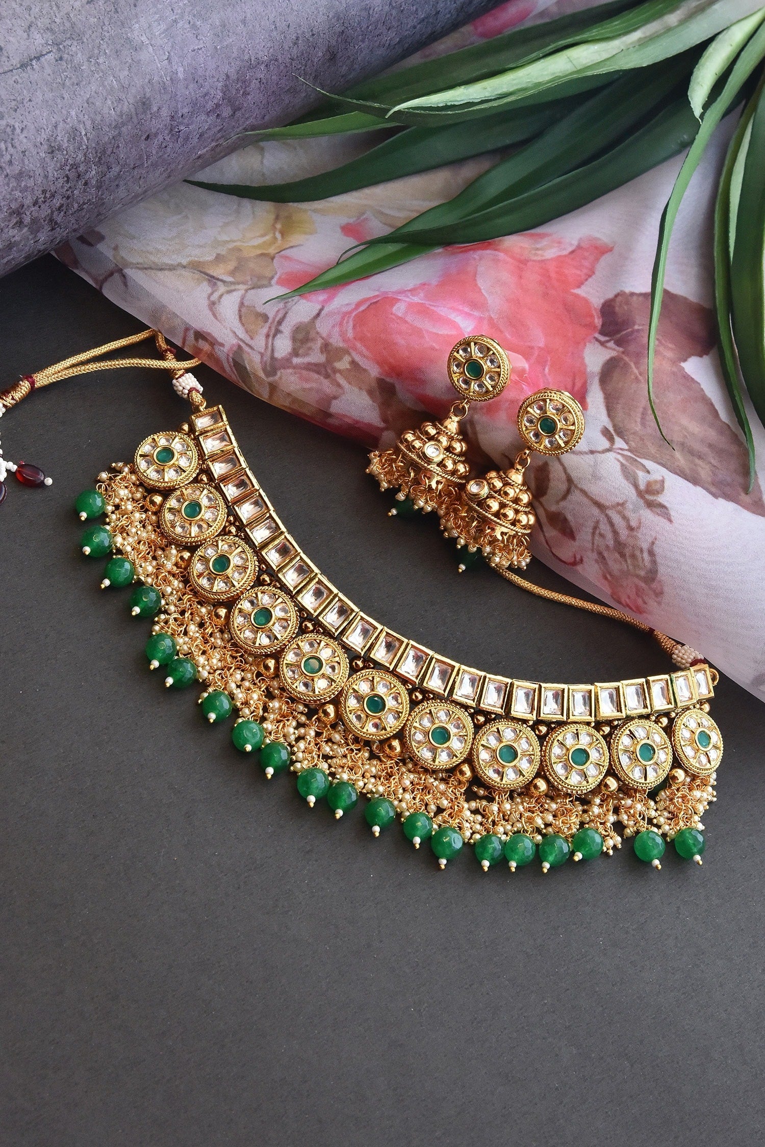 Geometric Kundan  Necklace Set 