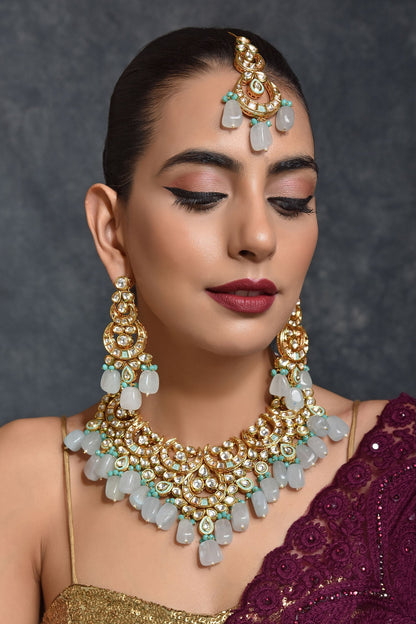 Crescent Kundan Necklace Set 
