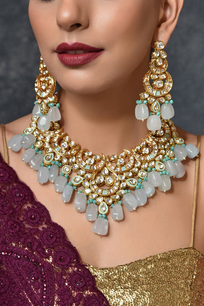 Crescent Kundan Necklace Set 