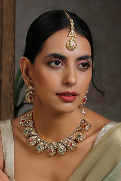 Teardrop Kundan Necklace Set 
