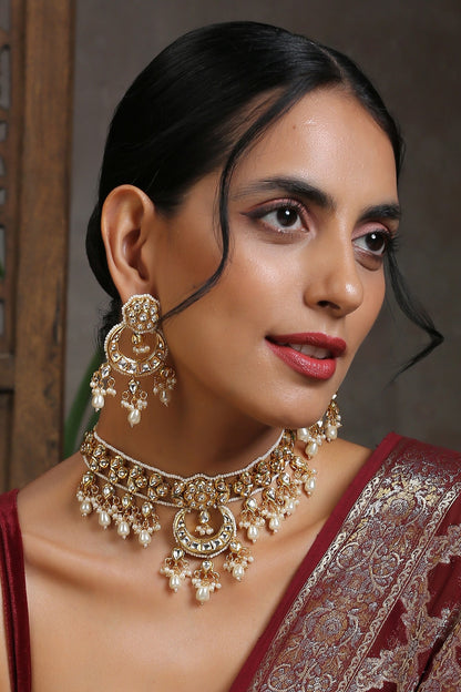 Crescent Kundan Necklace Set 