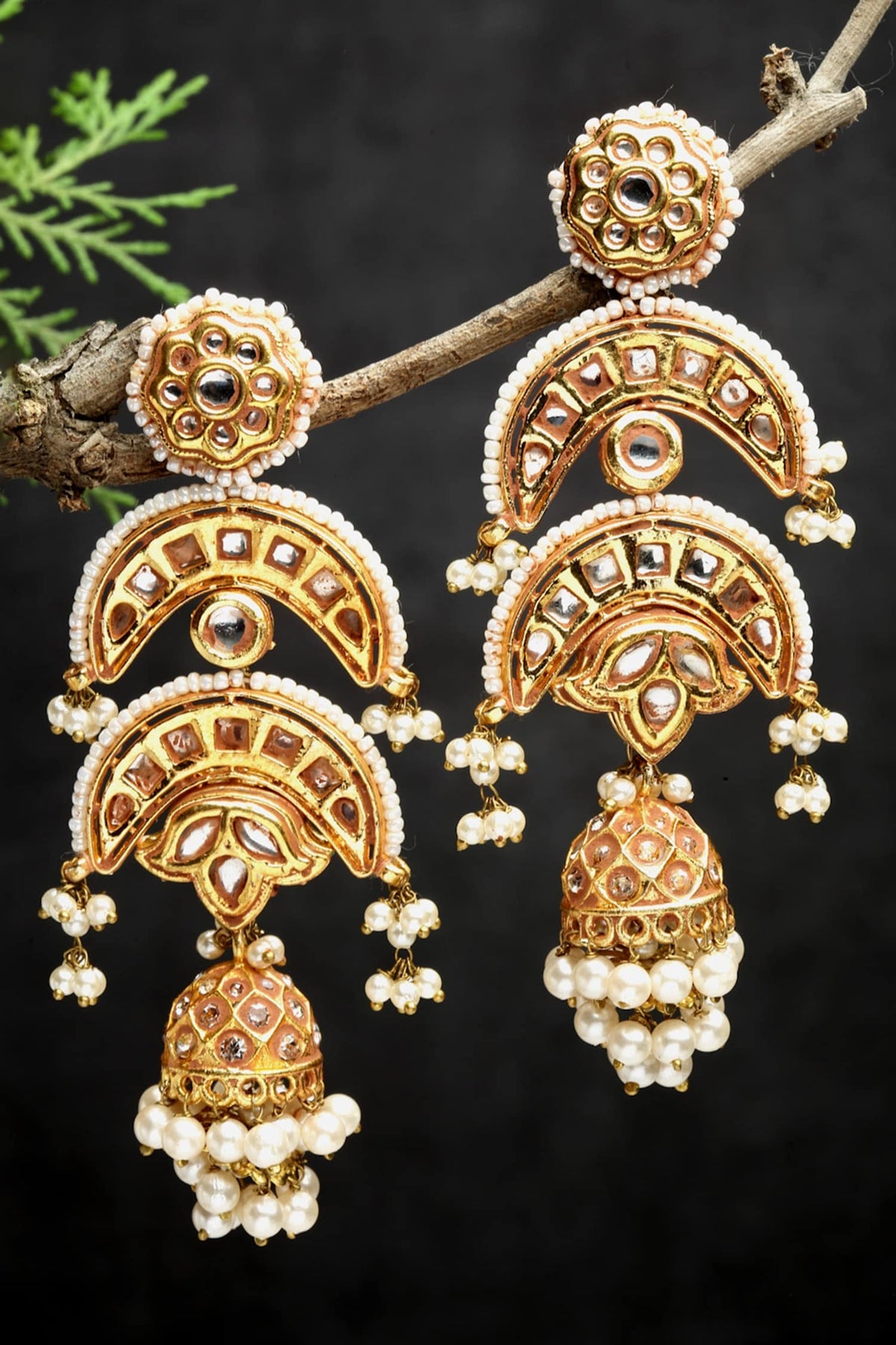 Kundan Embellished Jhumkas 