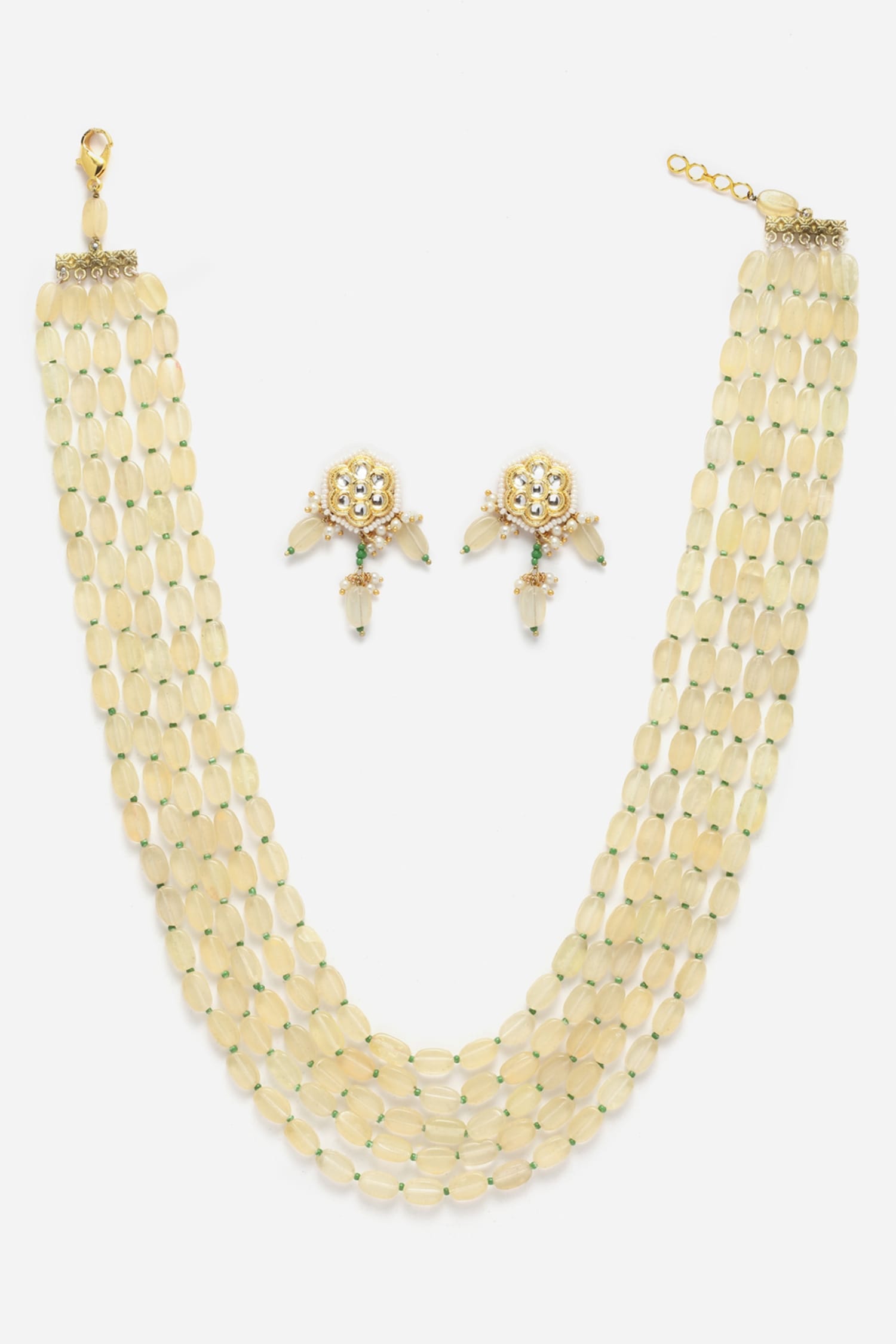 Gold Multi Stone Layered Necklace Set 