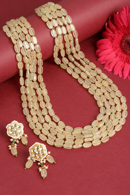 Gold Multi Stone Layered Necklace Set 