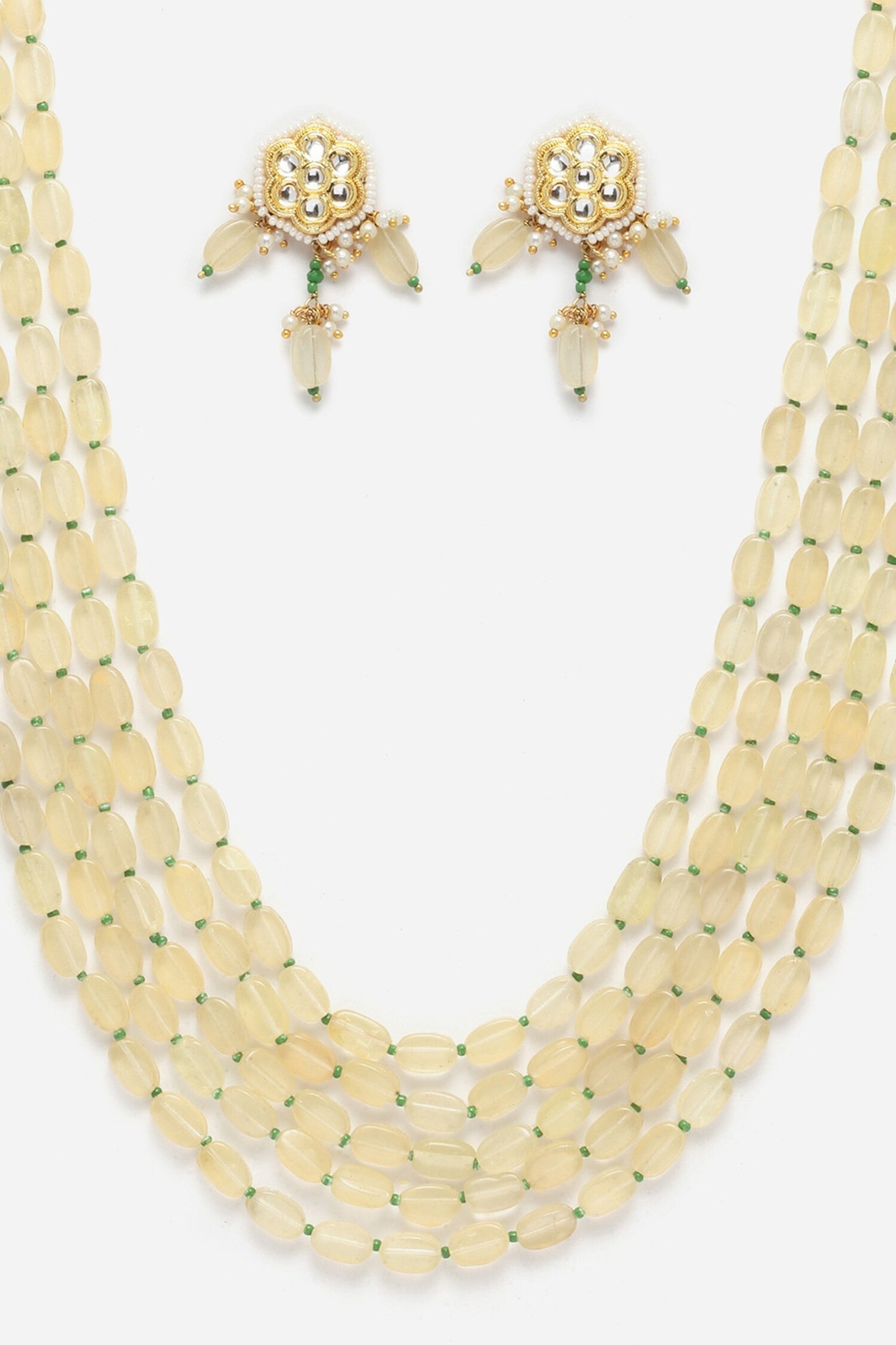 Gold Multi Stone Layered Necklace Set 