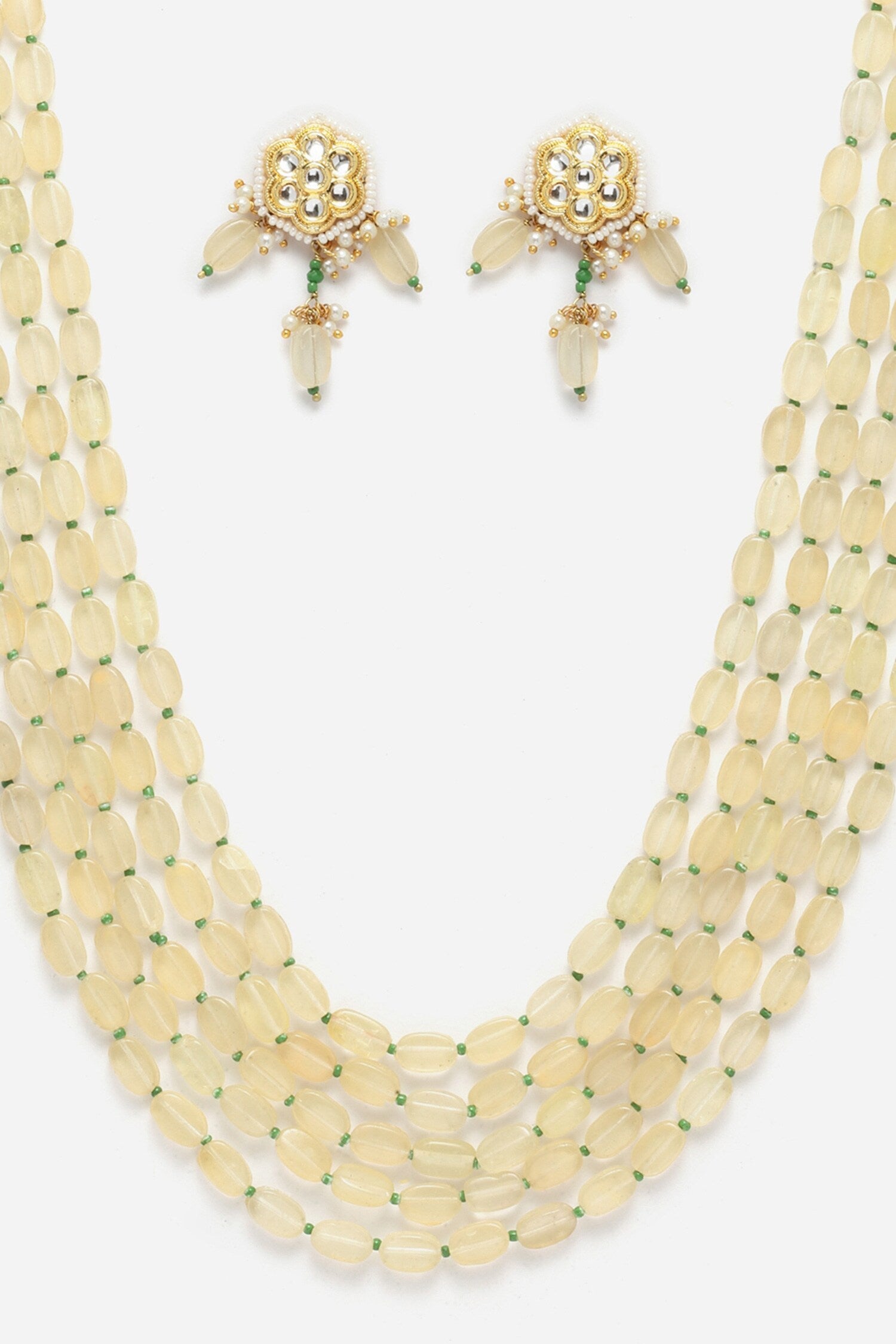 Gold Multi Stone Layered Necklace Set 