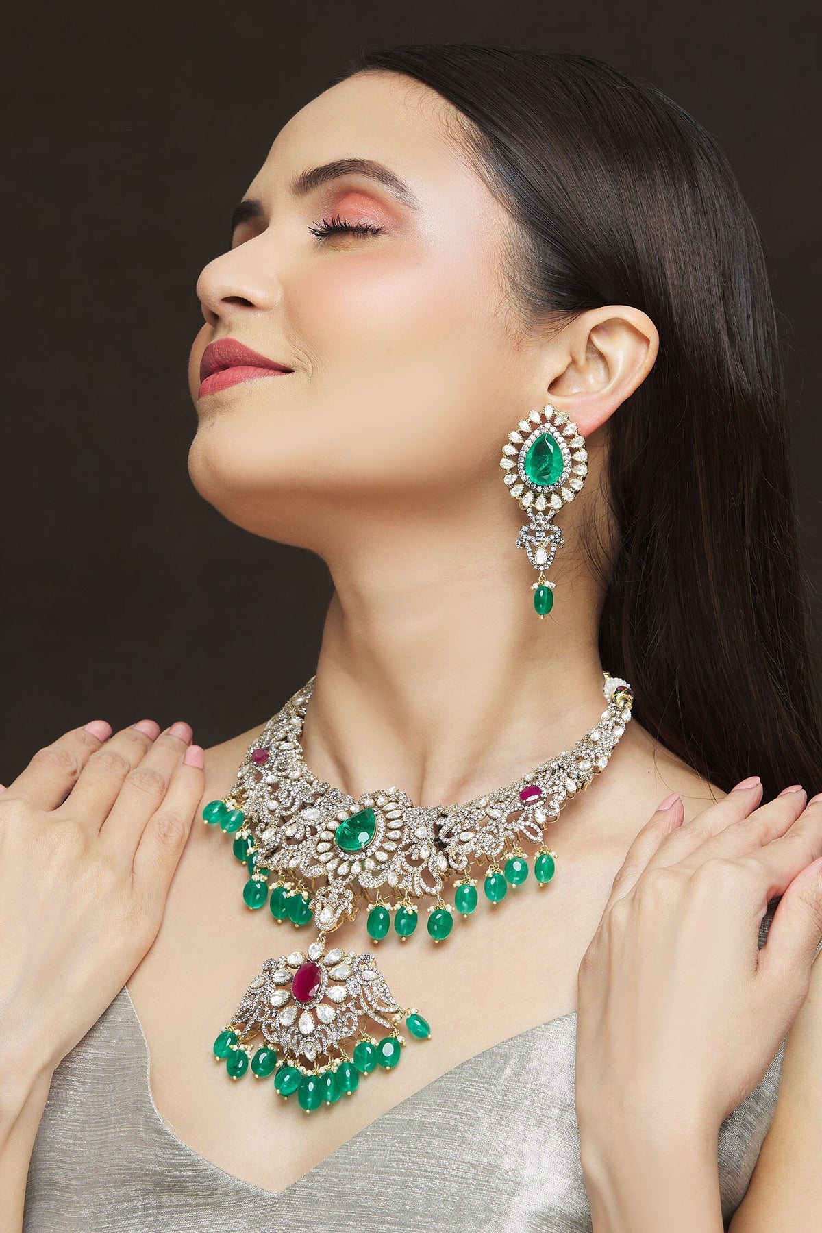 Polki Embellished Necklace Set 