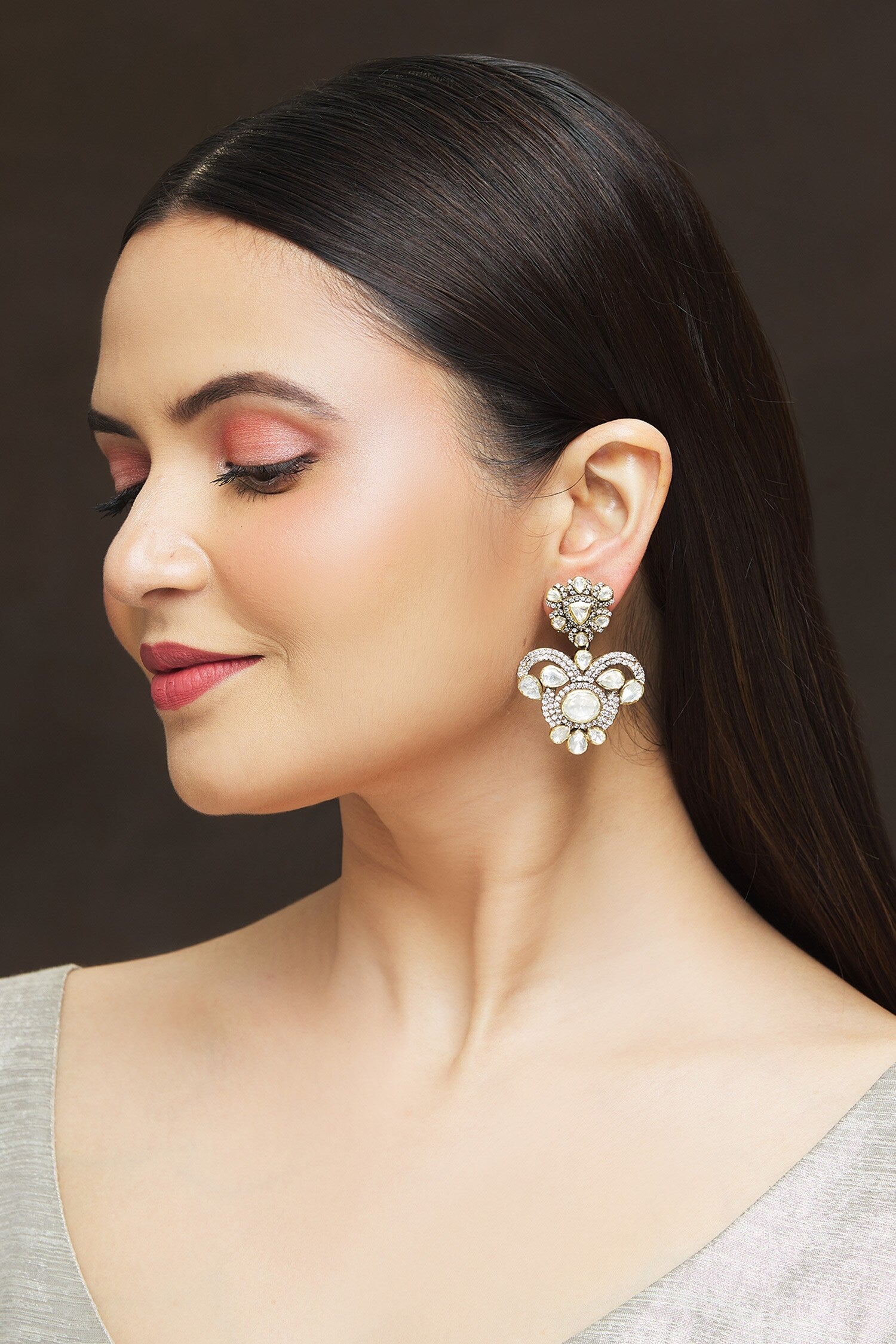 Tulip Cutwork Embellished Earrings 
