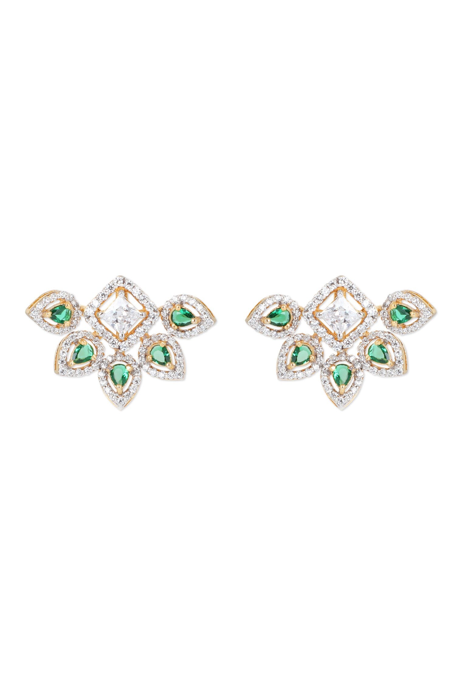Emerald Cubic Zirconia Embellished Stud Earrings 