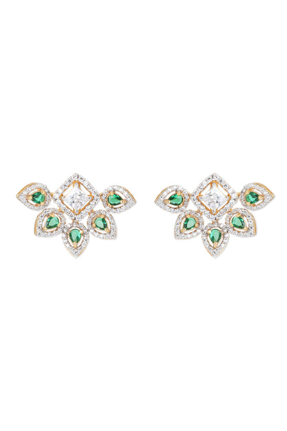 Emerald Cubic Zirconia Embellished Stud Earrings 